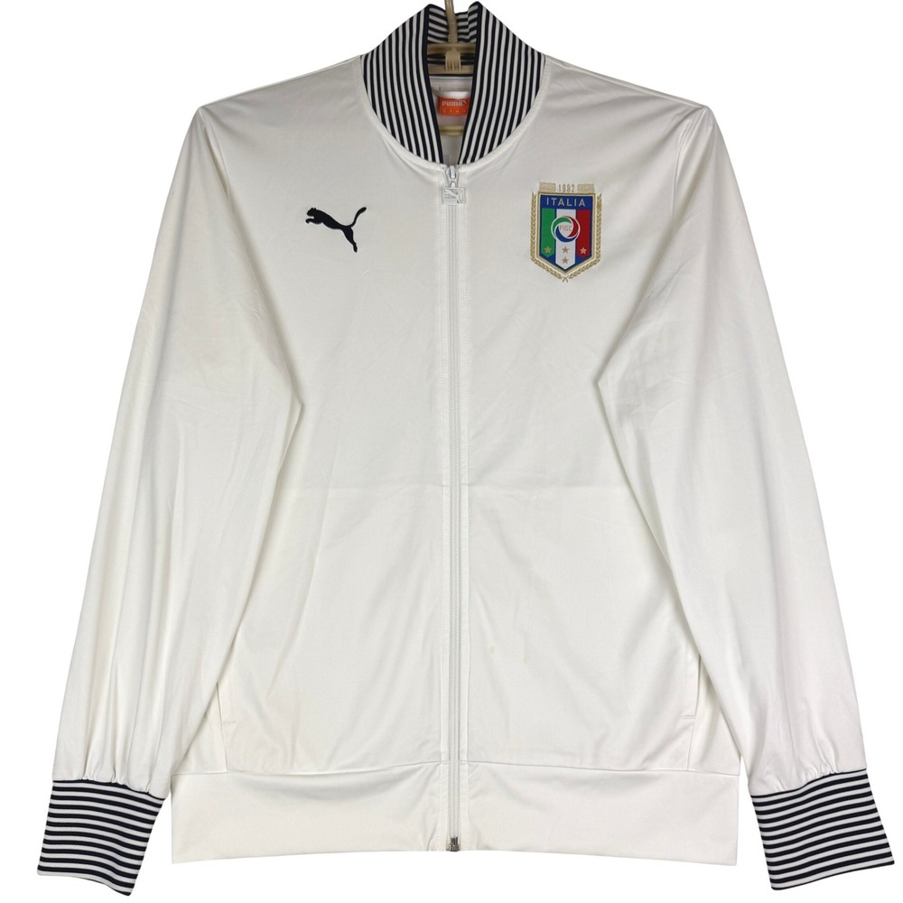 Puma Italy FIGC Track Jacket Mens M White Italia 1982 Soccer Football Full Zip